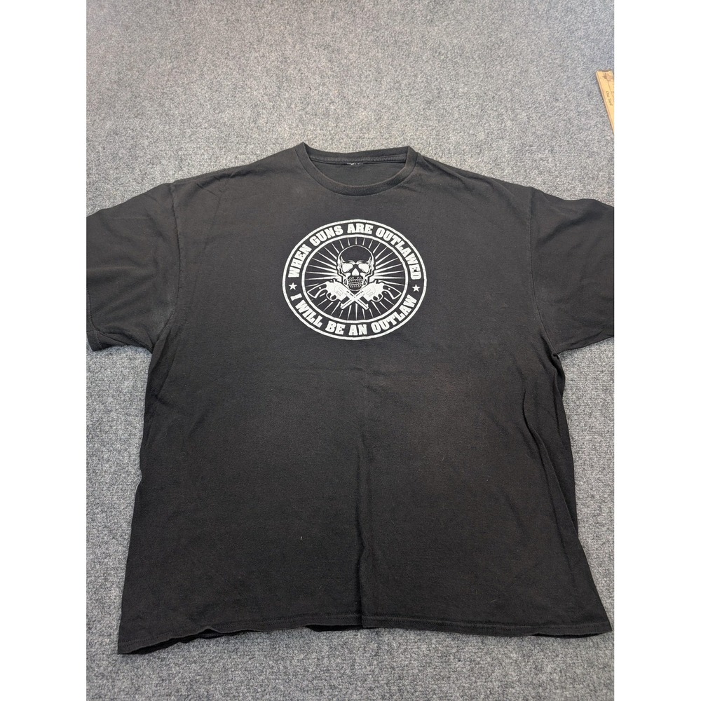 When Guns Are‎ Outlawed Shirt Mens Extra Large Black Skull Pistols Biker Outlaw